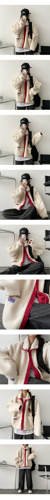 [Double-sided!] Rudt tap color coloring reversible dumpling wool jacket