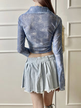 デニムプリーツスカートウォーマーセット/[Aespa Karina] 737. Denim pleats sk warmer set