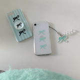 [セット] プレゼントシリーズ：ミントリボンフォンケース + スマホグリップ / [SET] Present series : Mint ribbon phonecase + griptok