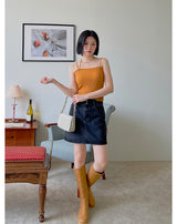 2ボタンデニムスカート / two-button black denim skirt