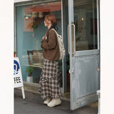 CHECK FRILL BANDING LONG SKIRT