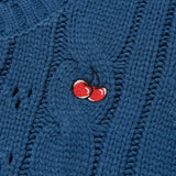 SMALL CHERRY CABLE CROP KNIT VEST [INDIGO BLUE]
