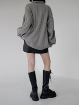 ケーブルカラーニット / Cable collar knit (4color)