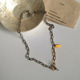 2トーントグルバーボールドチェーンショートネックレス / lx Two Tone Toggle Bar Bold Chain Short Necklace