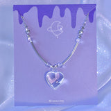 heart bar transparent beads necklace