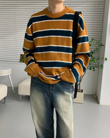 ウォパラウンドネックストライプモヘアニットウェア / EV WOPA Round Neck Striped Mohair Knitwear (3 colors)