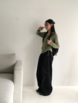 Elt ボカシシャーリングストラップスリムフードTシャツ
