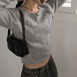 Baba Twisted Bolero Square Neck Long Sleeve Knit
