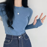 エクステンデッドスリーブラウンドネックTシャツ