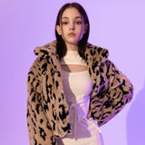 Leopard Crop Fur Jacket (BEIGE)