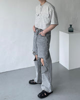 CR ツイードラウンドハーフシャツ / CR Tweed Round Half Shirt (2 colors)
