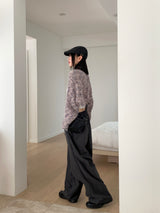 Clip string banding pintuck long wide slacks
