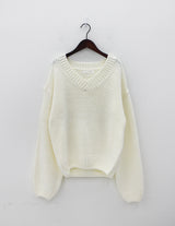 バゲットVネックニット/Baguette V-neck Knit (4color)