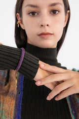 ニッティングウィズドロップチェーンバングルブレスレット/Knitting with drop chain bangle bracelet (Gold)