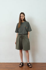 SOLAR PIGMENT 1/2 WIDE SWEAT PANTS (Khaki) (6680167350390)