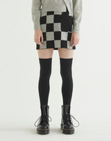 CHECKERBOARD KNIT MINI SKIRT BLACK (6608602792054)