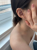 [92.5silver] line heart one-touch earrings (mini)