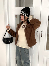 Heelan corduroy golden collar crop blouson jacket