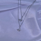 Double mini butterfly layered necklace