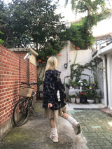 デイリーヴィンテージフード付きチェックシャツ
