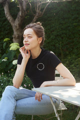 ラウンドロゴクロップTシャツ / ROUND LOGO CROP T-SHIRTS_2COLORS