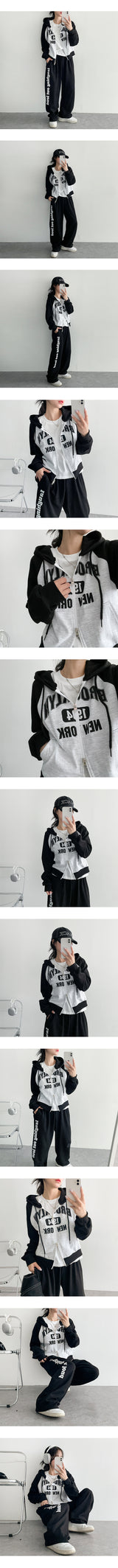 Raffy-Two-Way Color Raglan Hood Zip-Up