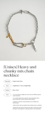 ヘビーアンドチャンキーミックスチェーンネックレス/[Unisex] Heavy and chunky mix chain necklace