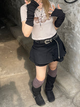 Y2k リブドクロップドウィングスTシャツ / Y2k Ribbed Cropped Wings T-Shirt