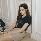 ロゴホットフィックスクロップTシャツ /Logo hotfix crop t-shirt