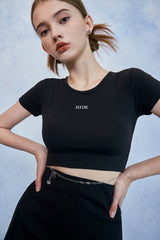 HIDE Logo Chain Crop Top (Black) (6570975035510)