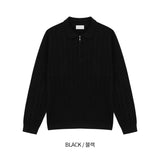 LMN ムードケーブルカラーセミジップアップニット（8色）