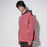 コーデュロイシャツフーディー / corduroy shirt hoodie [pink]