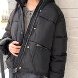 Sizen zipper pocket collar short padded coat