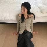 Byooa ホルターネック ノースリーブ 一体型リブカラーボタン長袖 Tシャツ