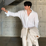 Cuffed Sleeve Chest Pocket Shirt (6684152987766)