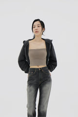 ピグメントフードジップアップ/Pigment hood zip-up (2color)