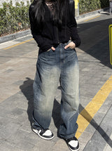 ビンテージワイドフェーディングデニムパンツ / vintage medium-blue wide fading denim pants