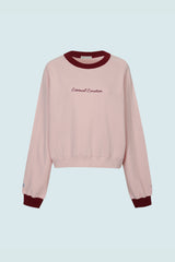 CONTRAST REGLAN CROP SWEATSHIRTS (PINK)