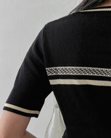 PRIVÉ BAR LOGO KNITTED CROPPED T-SHIRT - BLACK