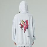(フリース VER)ハートプリンティングパーカー/(FLEECE VER) HEART PRINTING HOODIE-WHITE MELANGE