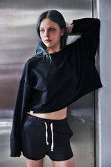 VINTAGE P. DYEING CUT-OUT CROP-TEE (Black) / ビンテージダイングアウトクロップT