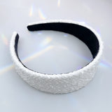 CHECK GLITTER TWEED HAIRBAND_WHITE