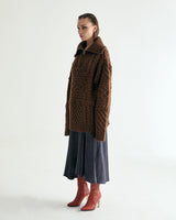 UNISEX MERINO WOOL CABLE KNIT ZIPUP W - MOCHA (6636048613494)