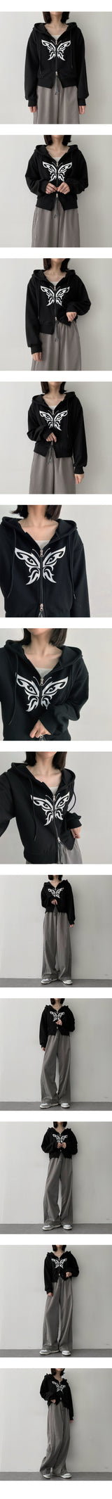 バタフライ2wayフードジップアップ / Butterfly Two Way Hooded Zip-Up