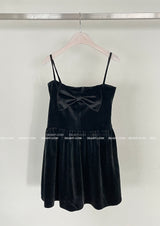 Velvet Royal Ribbon Flared Mini Dress