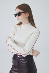 カラーラインハーフネックTシャツ / Color Line Half Neck T-Shirt [Ivory]
