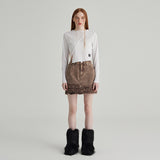 BROWN COLOR CANCAN SKIRT