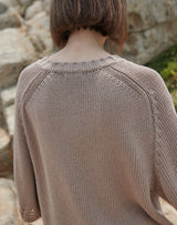 【OUTLET】OVERSIZED FISHNET DETAIL SS SWEATER BEIGE