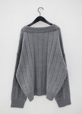 ウールビッグツイストV-ネックニット / Wool big twist V-neck knit (6color)
