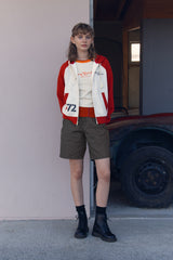 COLOR MIX RAGLAN HOODIE ZIP UP [RED]